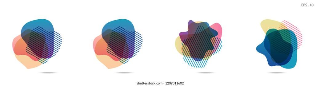 Set of abstract modern graphic elements. Dynamical colored forms and line. Gradient abstract banners with flowing liquid shapes. Template for the design of a logo,flyer or presentation. Vector fluid.