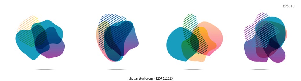 Set of abstract modern graphic elements. Dynamical colored forms and line. Gradient abstract banners with flowing liquid shapes. Template for the design of a logo,flyer or presentation. Vector fluid.