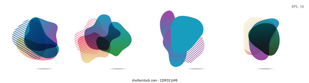 Set of abstract modern graphic elements. Dynamical colored forms and line. Gradient abstract banners with flowing liquid shapes. Template for the design of a logo,flyer or presentation. Vector fluid.