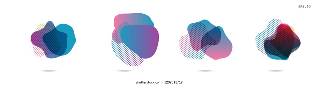 Set of abstract modern graphic elements. Dynamical colored forms and line. Gradient abstract banners with flowing liquid shapes. Template for the design of a logo,flyer or presentation. Vector fluid.