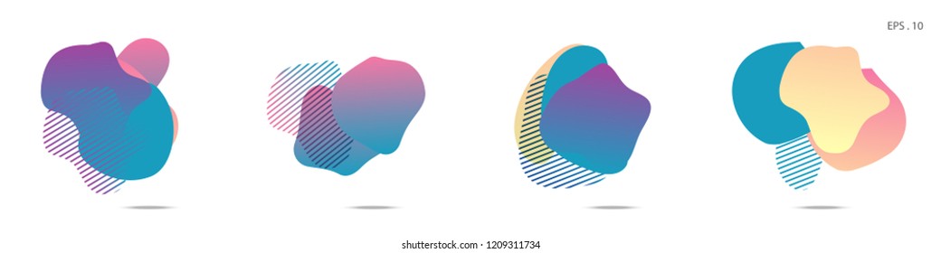 Set of abstract modern graphic elements. Dynamical colored forms and line. Gradient abstract banners with flowing liquid shapes. Template for the design of a logo,flyer or presentation. Vector fluid.