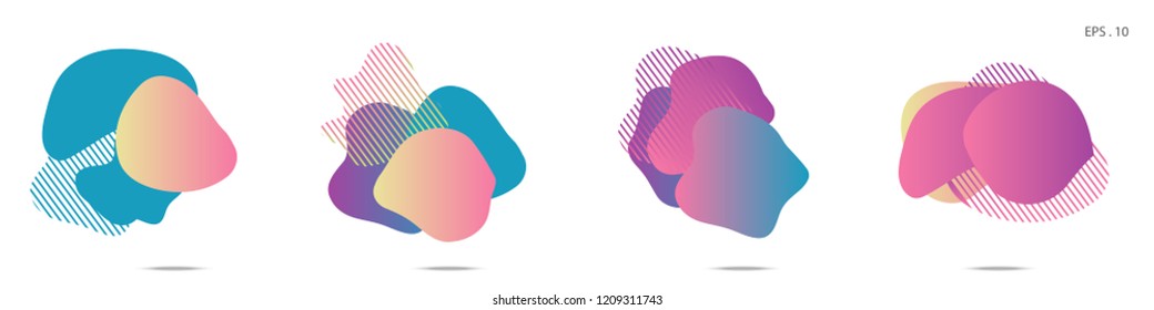 Set of abstract modern graphic elements. Dynamical colored forms and line. Gradient abstract banners with flowing liquid shapes. Template for the design of a logo,flyer or presentation. Vector fluid.