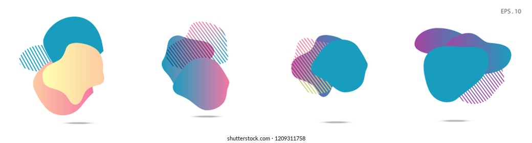 Set of abstract modern graphic elements. Dynamical colored forms and line. Gradient abstract banners with flowing liquid shapes. Template for the design of a logo,flyer or presentation. Vector fluid.