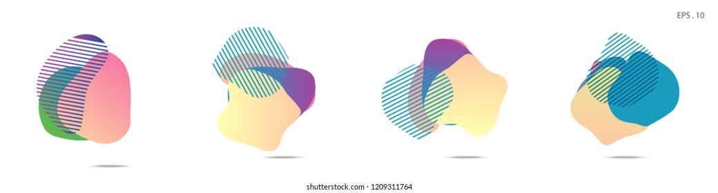 Set of abstract modern graphic elements. Dynamical colored forms and line. Gradient abstract banners with flowing liquid shapes. Template for the design of a logo,flyer or presentation. Vector fluid.