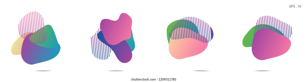 Set of abstract modern graphic elements. Dynamical colored forms and line. Gradient abstract banners with flowing liquid shapes. Template for the design of a logo,flyer or presentation. Vector fluid.