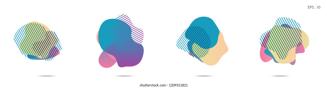 Set of abstract modern graphic elements. Dynamical colored forms and line. Gradient abstract banners with flowing liquid shapes. Template for the design of a logo,flyer or presentation. Vector fluid.