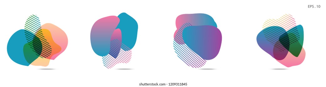 Set of abstract modern graphic elements. Dynamical colored forms and line. Gradient abstract banners with flowing liquid shapes. Template for the design of a logo,flyer or presentation. Vector fluid.
