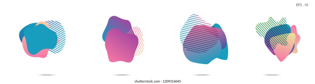 Set of abstract modern graphic elements. Dynamical colored forms and line. Gradient abstract banners with flowing liquid shapes. Template for the design of a logo,flyer or presentation. Vector fluid.