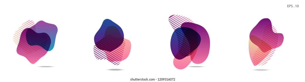 Set of abstract modern graphic elements. Dynamical colored forms and line. Gradient abstract banners with flowing liquid shapes. Template for the design of a logo,flyer or presentation. Vector fluid.