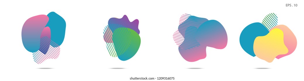 Set of abstract modern graphic elements. Dynamical colored forms and line. Gradient abstract banners with flowing liquid shapes. Template for the design of a logo,flyer or presentation. Vector fluid.