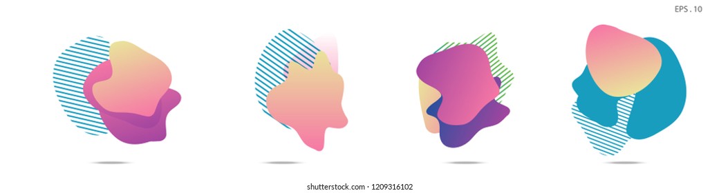 Set of abstract modern graphic elements. Dynamical colored forms and line. Gradient abstract banners with flowing liquid shapes. Template for the design of a logo,flyer or presentation. Vector fluid.