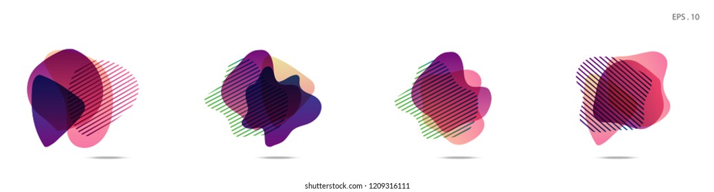 Set of abstract modern graphic elements. Dynamical colored forms and line. Gradient abstract banners with flowing liquid shapes. Template for the design of a logo,flyer or presentation. Vector fluid.