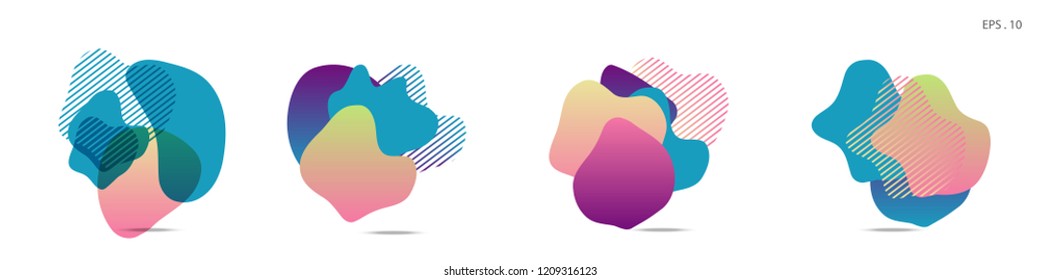Set of abstract modern graphic elements. Dynamical colored forms and line. Gradient abstract banners with flowing liquid shapes. Template for the design of a logo,flyer or presentation. Vector fluid.