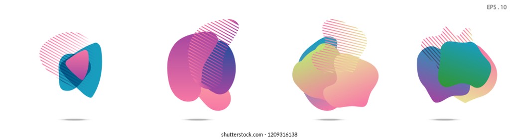 Set of abstract modern graphic elements. Dynamical colored forms and line. Gradient abstract banners with flowing liquid shapes. Template for the design of a logo,flyer or presentation. Vector fluid.