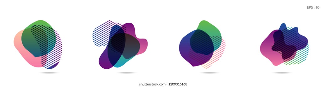 Set of abstract modern graphic elements. Dynamical colored forms and line. Gradient abstract banners with flowing liquid shapes. Template for the design of a logo,flyer or presentation. Vector fluid.