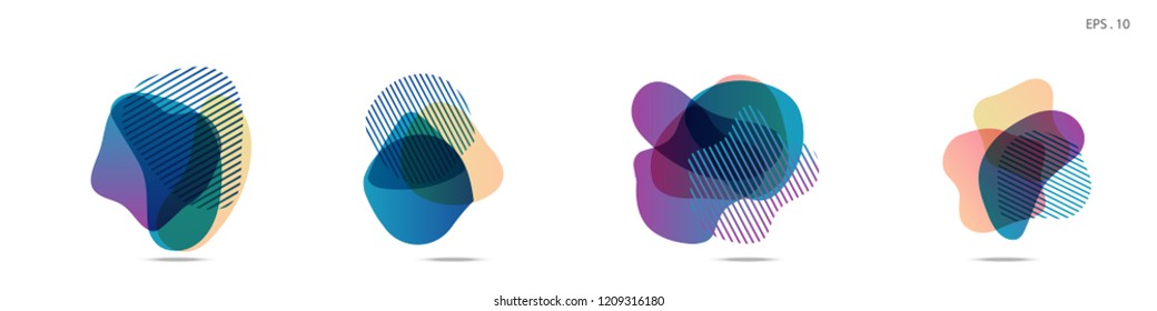 Set of abstract modern graphic elements. Dynamical colored forms and line. Gradient abstract banners with flowing liquid shapes. Template for the design of a logo,flyer or presentation. Vector fluid.
