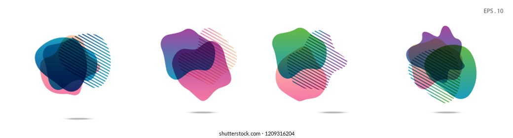 Set of abstract modern graphic elements. Dynamical colored forms and line. Gradient abstract banners with flowing liquid shapes. Template for the design of a logo,flyer or presentation. Vector fluid.