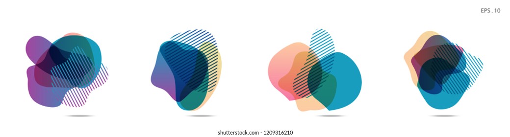 Set of abstract modern graphic elements. Dynamical colored forms and line. Gradient abstract banners with flowing liquid shapes. Template for the design of a logo,flyer or presentation. Vector fluid.