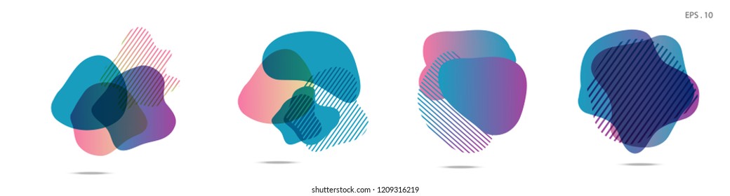 Set of abstract modern graphic elements. Dynamical colored forms and line. Gradient abstract banners with flowing liquid shapes. Template for the design of a logo,flyer or presentation. Vector fluid.