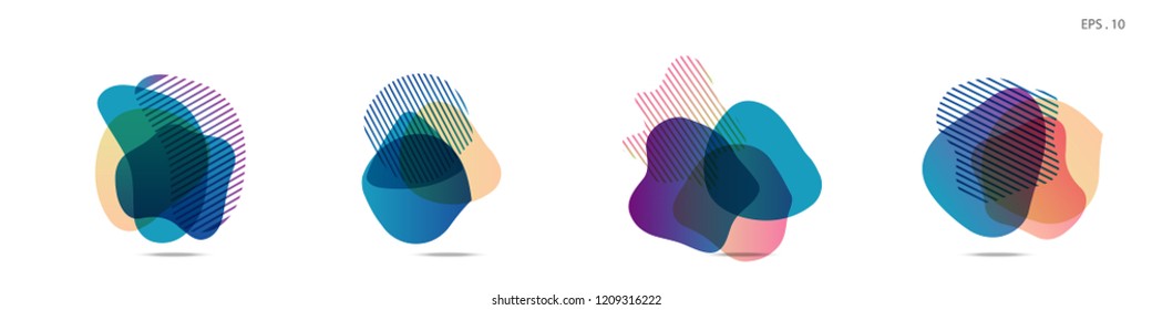 Set of abstract modern graphic elements. Dynamical colored forms and line. Gradient abstract banners with flowing liquid shapes. Template for the design of a logo,flyer or presentation. Vector fluid.