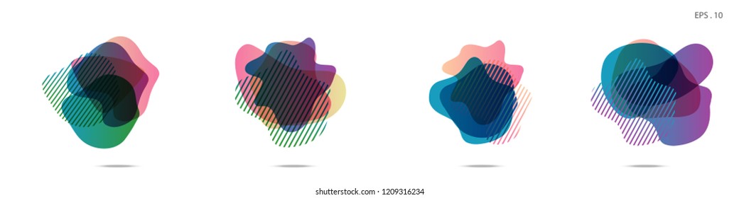 Set of abstract modern graphic elements. Dynamical colored forms and line. Gradient abstract banners with flowing liquid shapes. Template for the design of a logo,flyer or presentation. Vector fluid.
