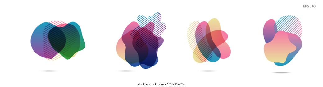 Set of abstract modern graphic elements. Dynamical colored forms and line. Gradient abstract banners with flowing liquid shapes. Template for the design of a logo,flyer or presentation. Vector fluid.