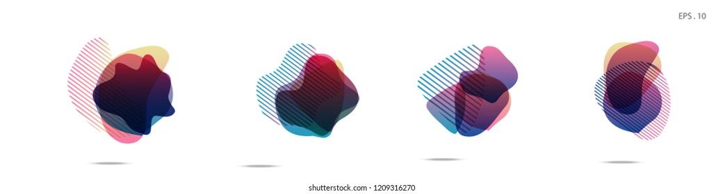 Set of abstract modern graphic elements. Dynamical colored forms and line. Gradient abstract banners with flowing liquid shapes. Template for the design of a logo,flyer or presentation. Vector fluid.