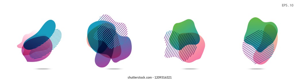 Set of abstract modern graphic elements. Dynamical colored forms and line. Gradient abstract banners with flowing liquid shapes. Template for the design of a logo,flyer or presentation. Vector fluid.