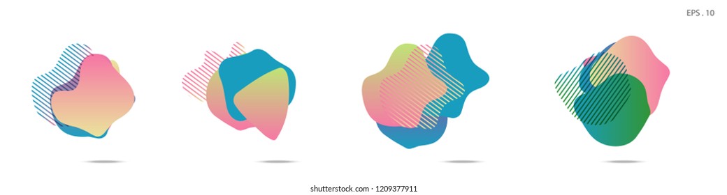 Set of abstract modern graphic elements. Dynamical colored forms and line. Gradient abstract banners with flowing liquid shapes. Template for the design of a logo,flyer or presentation. Vector Fluid.