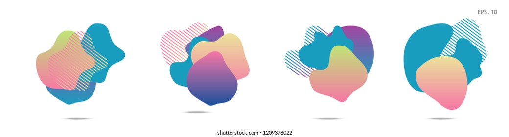 Set of abstract modern graphic elements. Dynamical colored forms and line. Gradient abstract banners with flowing liquid shapes. Template for the design of a logo,flyer or presentation. Vector Fluid.