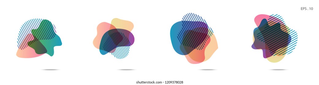 Set of abstract modern graphic elements. Dynamical colored forms and line. Gradient abstract banners with flowing liquid shapes. Template for the design of a logo,flyer or presentation. Vector Fluid.