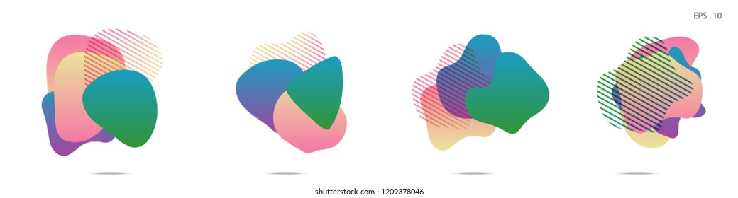 Set of abstract modern graphic elements. Dynamical colored forms and line. Gradient abstract banners with flowing liquid shapes. Template for the design of a logo,flyer or presentation. Vector Fluid.