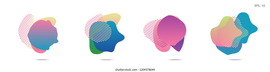 Set of abstract modern graphic elements. Dynamical colored forms and line. Gradient abstract banners with flowing liquid shapes. Template for the design of a logo,flyer or presentation. Vector Fluid.