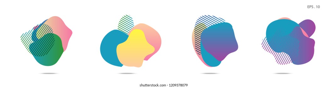 Set of abstract modern graphic elements. Dynamical colored forms and line. Gradient abstract banners with flowing liquid shapes. Template for the design of a logo,flyer or presentation. Vector Fluid.