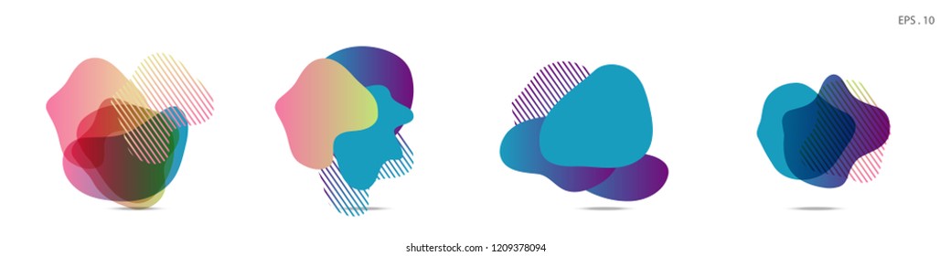 Set of abstract modern graphic elements. Dynamical colored forms and line. Gradient abstract banners with flowing liquid shapes. Template for the design of a logo,flyer or presentation. Vector Fluid.