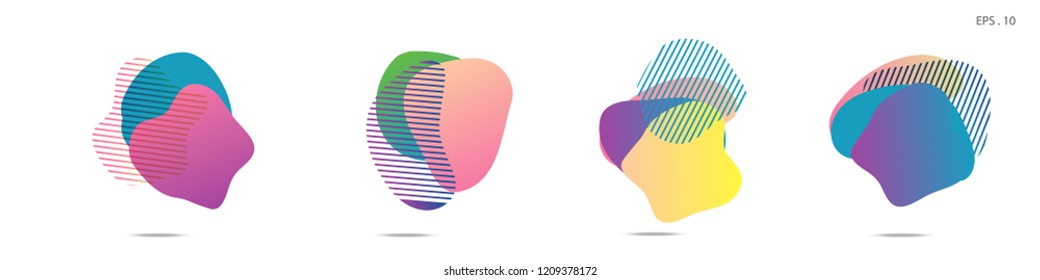 Set of abstract modern graphic elements. Dynamical colored forms and line. Gradient abstract banners with flowing liquid shapes. Template for the design of a logo,flyer or presentation. Vector Fluid.