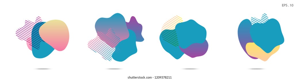 Set of abstract modern graphic elements. Dynamical colored forms and line. Gradient abstract banners with flowing liquid shapes. Template for the design of a logo,flyer or presentation. Vector Fluid.