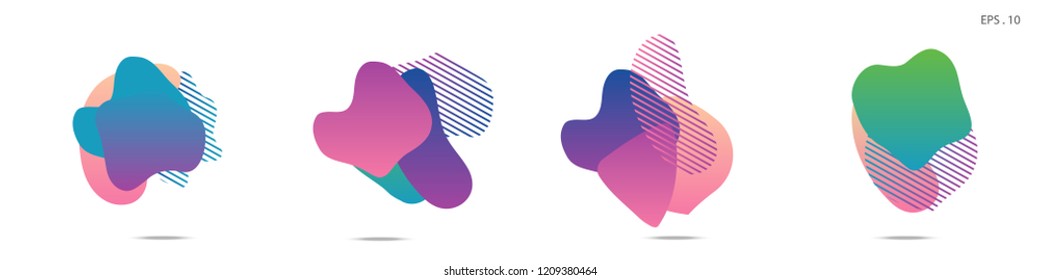 Set of abstract modern graphic elements. Dynamical colored forms and line. Gradient abstract banners with flowing liquid shapes. Template for the design of a logo,flyer or presentation. Vector Fluid.