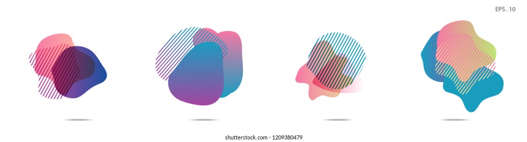 Set of abstract modern graphic elements. Dynamical colored forms and line. Gradient abstract banners with flowing liquid shapes. Template for the design of a logo,flyer or presentation. Vector Fluid.