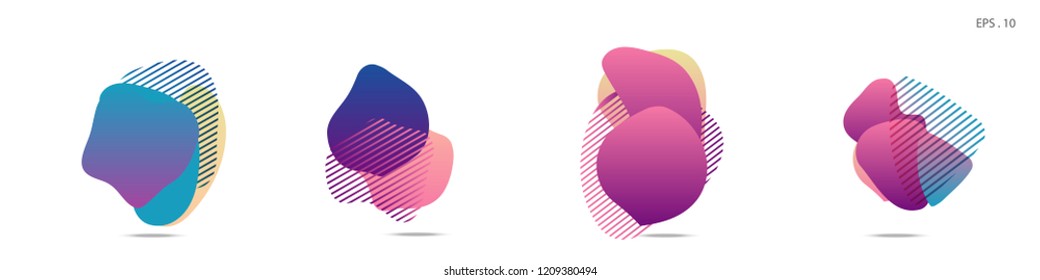 Set of abstract modern graphic elements. Dynamical colored forms and line. Gradient abstract banners with flowing liquid shapes. Template for the design of a logo,flyer or presentation. Vector Fluid.