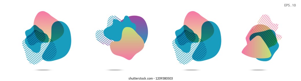 Set of abstract modern graphic elements. Dynamical colored forms and line. Gradient abstract banners with flowing liquid shapes. Template for the design of a logo,flyer or presentation. Vector Fluid.