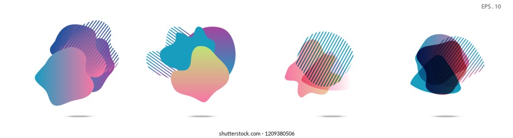 Set of abstract modern graphic elements. Dynamical colored forms and line. Gradient abstract banners with flowing liquid shapes. Template for the design of a logo,flyer or presentation. Vector Fluid.
