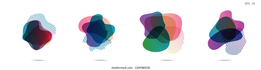 Set of abstract modern graphic elements. Dynamical colored forms and line. Gradient abstract banners with flowing liquid shapes. Template for the design of a logo,flyer or presentation. Vector Fluid.