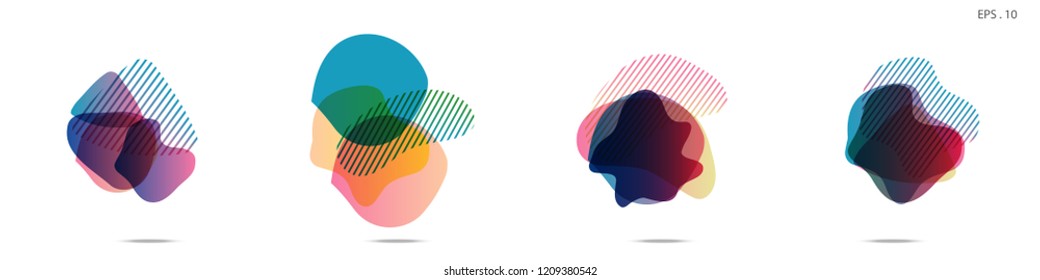 Set of abstract modern graphic elements. Dynamical colored forms and line. Gradient abstract banners with flowing liquid shapes. Template for the design of a logo,flyer or presentation. Vector Fluid.
