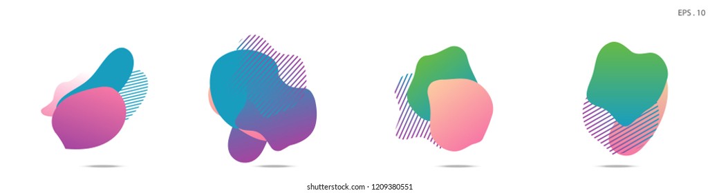 Set of abstract modern graphic elements. Dynamical colored forms and line. Gradient abstract banners with flowing liquid shapes. Template for the design of a logo,flyer or presentation. Vector Fluid.