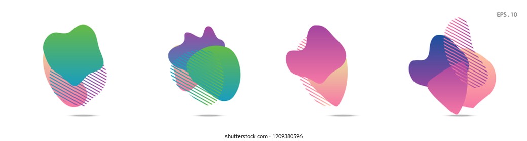 Set of abstract modern graphic elements. Dynamical colored forms and line. Gradient abstract banners with flowing liquid shapes. Template for the design of a logo,flyer or presentation. Vector Fluid.