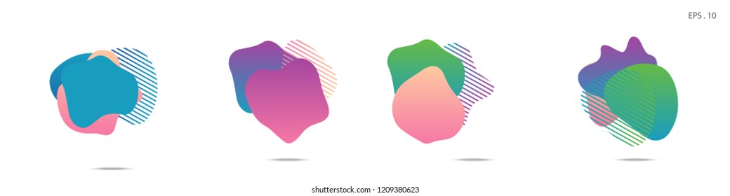 Set of abstract modern graphic elements. Dynamical colored forms and line. Gradient abstract banners with flowing liquid shapes. Template for the design of a logo,flyer or presentation. Vector Fluid.