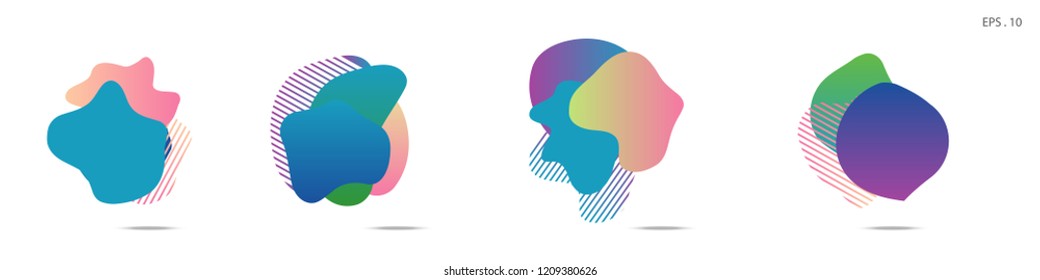 Set of abstract modern graphic elements. Dynamical colored forms and line. Gradient abstract banners with flowing liquid shapes. Template for the design of a logo,flyer or presentation. Vector Fluid.