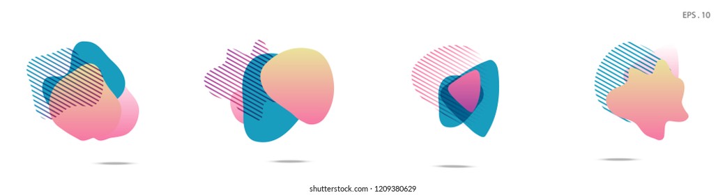 Set of abstract modern graphic elements. Dynamical colored forms and line. Gradient abstract banners with flowing liquid shapes. Template for the design of a logo,flyer or presentation. Vector Fluid.