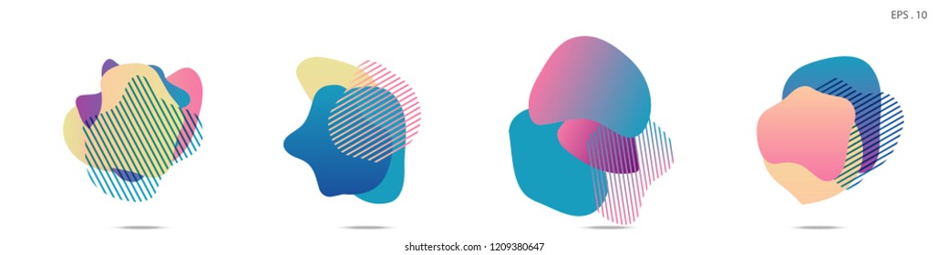Set of abstract modern graphic elements. Dynamical colored forms and line. Gradient abstract banners with flowing liquid shapes. Template for the design of a logo,flyer or presentation. Vector Fluid.